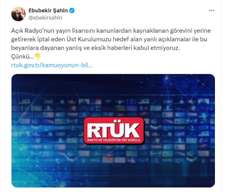 RTÜK Başkanı Şahin'den 'Açık Radyo' açıklaması: Yanlış ve eksik haberleri kabul etmiyoruz