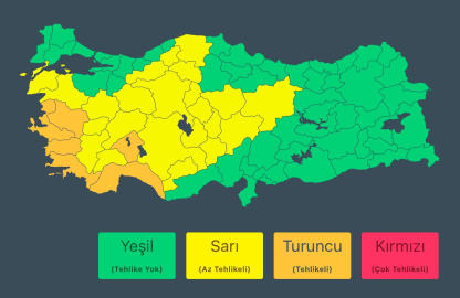 İçişleri Bakanlığı'ndan 6 il için turuncu kodlu yağış uyarısı